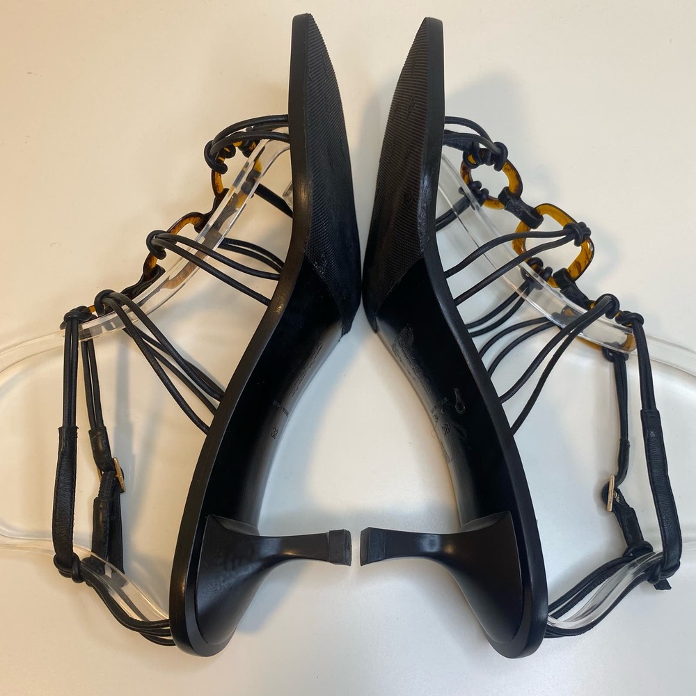 Cult Gaia Ziba Kitten Heel Sandals Heel Black 38 8 Tortoiseshell View 5